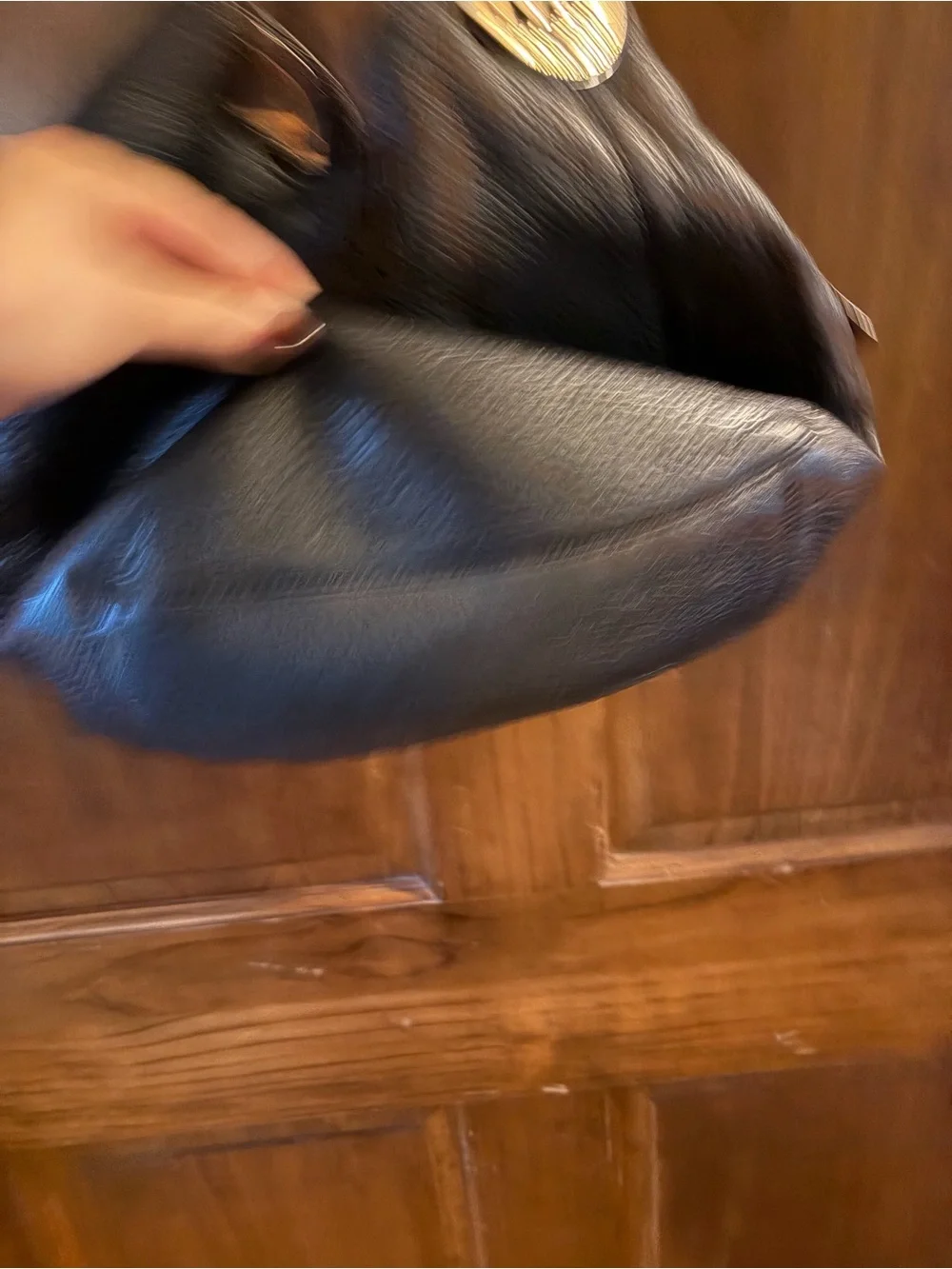 Michael Kors “Fulton” Black Pebbled Leather Hobo Bag with Gold Hardware